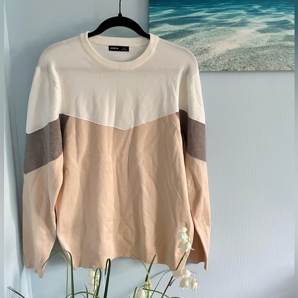 Shein Mens Chevron Colorblock Sweater Size Medium